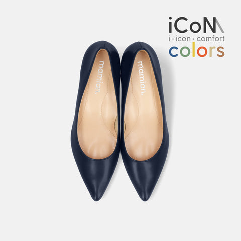 2025SS：iCoN COLORS：ポインテッドトゥ スムース パンプス（C57173）ネイビー/mamian（マミアン）