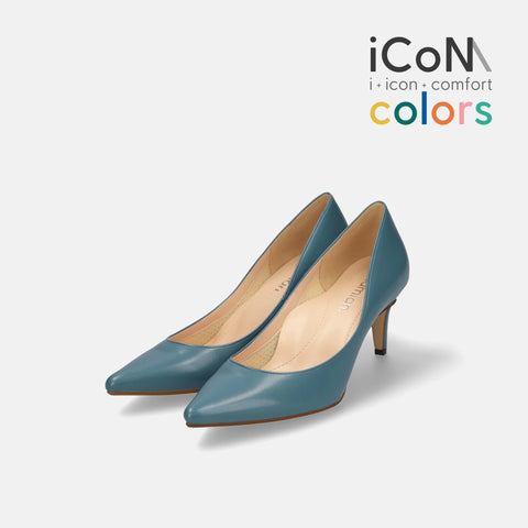 30%OFF：iCoN COLORS：ポインテッドトゥ スムース パンプス（C76533）アッシュブルー/mamian（マミアン）