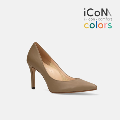 30%OFF：iCoN COLORS：ポインテッドトゥ スムース パンプス（C9043）ダークグレージュ/mamian（マミアン）