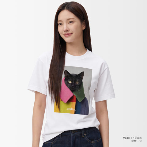 予約：urday【Animal／Black Cat／G】フォトTシャツ（6214581）ホワイト/urday（マミアン）