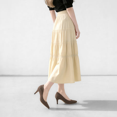 2026SS：iCoN COLORS：ポインテッドトゥ リネン パンプス（C76535）ブラウンL