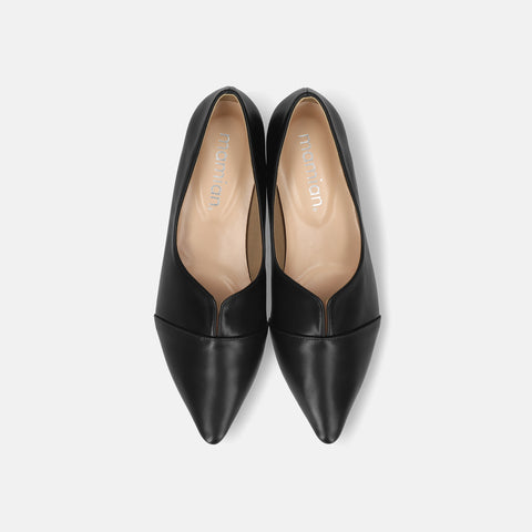 2026AWBI：ポインテッドトゥ フラット 切替ドレスシューズ（154）ブラック/mamian（マミアン）