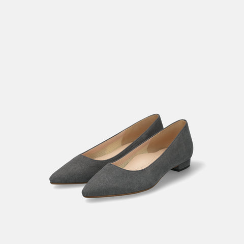 15% OFF: iCoN COLORS: Pointed toe suede flat shoes (C20142) Charcoal S