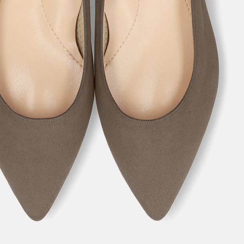 2026AW：iCoN COLORS：ポインテッドトゥ スエード フラットシューズ（C20142）グレージュS