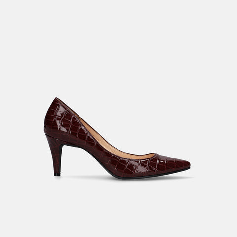 15% OFF: iCoN COLORS: Pointed toe crocodile pumps (C76534) Bordeaux CR