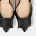 予約：2026SS：リボン付き ポインテッドトゥパンプス（m72027）ブラック/mamian（マミアン）