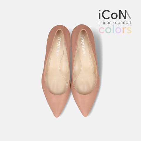 ラストワン30%OFF：iCoN COLORS：ポインテッドトゥ スムース パンプス（C57173）シェイドピンク/mamian（マミアン）
