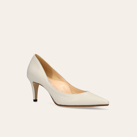ラストワン50%OFF：iCoN COLORS：ポインテッドトゥ スムース パンプス（C76533）アイボリー/mamian（マミアン）