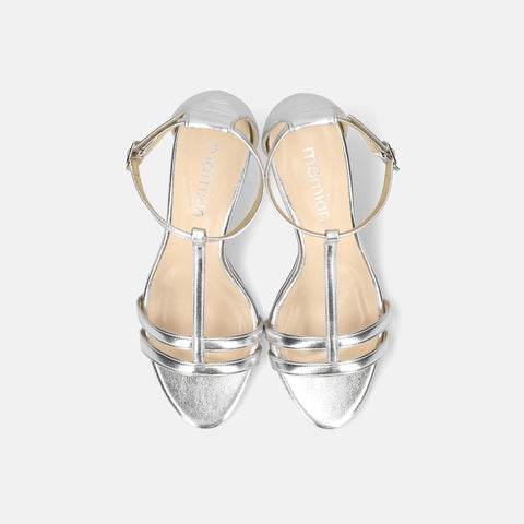 15% OFF: 2024SS: T-strap simple sandals (724) Silver